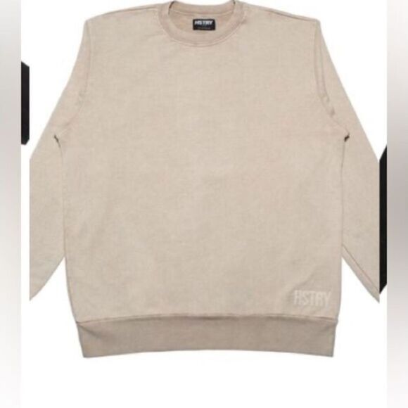 NWT HSTRY By NAS Unisex Sand/Cream Crew Neck Mineral Wash Sweatshirt - 2XL - Picture 1 of 5